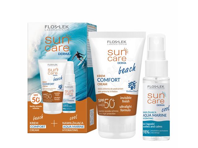 Floslek Laboratorium Sun Care Derma Zestaw beach krem comfort + cool nawilżający aqua marine interakcje ulotka zestaw  50 ml + 30 ml