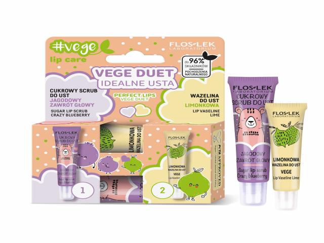 Floslek Laboratorium Vege Duet Idealne Usta Zestaw Scrub do ust jagodowy + Wazelina limonkowa interakcje ulotka zestaw - 14 g + 10 g