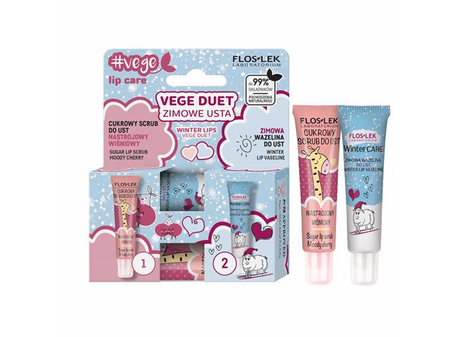 Floslek Laboratorium Vege Duet Zimowe Usta Scrub wiśniowy + Wazelina zimowa interakcje ulotka zestaw - 14 g + 10 g