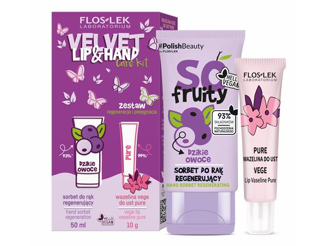 FLOSLEK LABORATORIUM VELVET LIP & HAND CARE KIT Zestaw regeneracja i pielęgnacja(Wazelina+Sorbet) interakcje ulotka zestaw  50 ml + 10 g