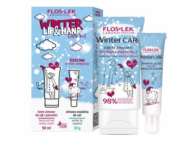 Floslek Laboratorium Winter Lip & Hand Care Kit zest. Ochr.i piel.Krem d/rąk,pazn. + Wazelina d/ust interakcje ulotka zestaw  50 ml