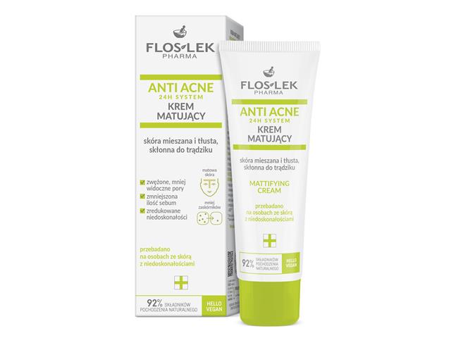 Floslek Pharma Anti Acne 24h System Krem matujący skóra mieszana i tłusta skłonna do trądziku interakcje ulotka krem  50 ml