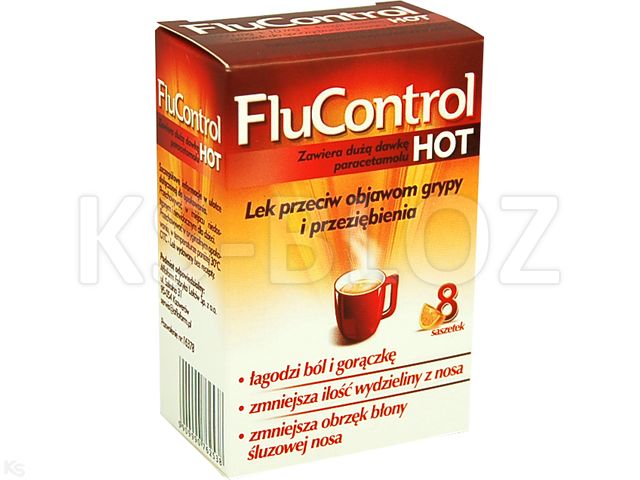 Flucontrol Hot interakcje ulotka proszek do sporządzania roztworu doustnego 1g+10mg+4mg 8 sasz. po 5.5 g