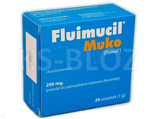 Fluimucil Muko interakcje ulotka granulat do sporządzania roztworu doustnego 200 mg 20 sasz. po 1 g