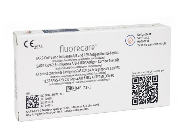 FLUORECARE TEST SARS-CoV-2 & Grypa A/B & RSV ANTYGEN COMBO Test do samokontroli interakcje ulotka test kasetkowy  1 szt.