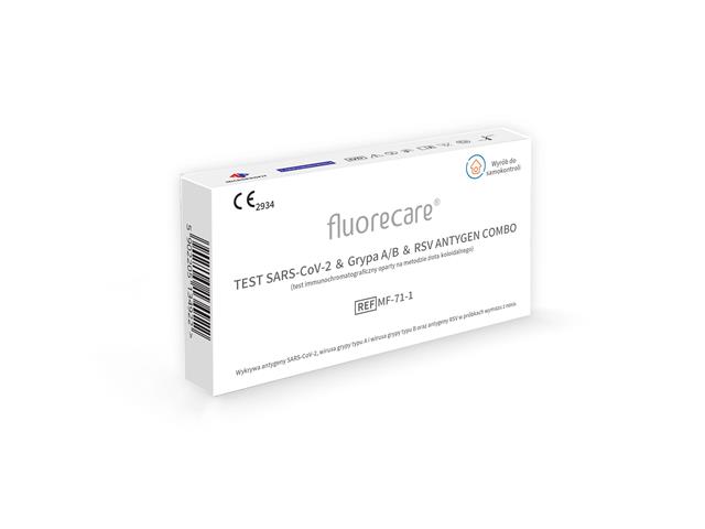 FLUORECARE TEST SARS-CoV-2 & Grypa A/B & RSV ANTYGEN COMBO Test do samokontroli interakcje ulotka test  1 szt.