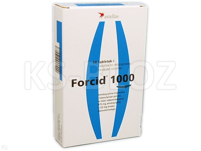 Forcid 1000 interakcje ulotka tabletki do sporządzania zawiesiny doustnej 875mg+125mg 14 tabl. (2 blist. po 7 tabl.)