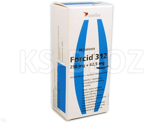Forcid 312 interakcje ulotka tabletki do sporządzania zawiesiny doustnej 250mg+62,5mg 20 tabl. (5 blist. po 4 tabl.)
