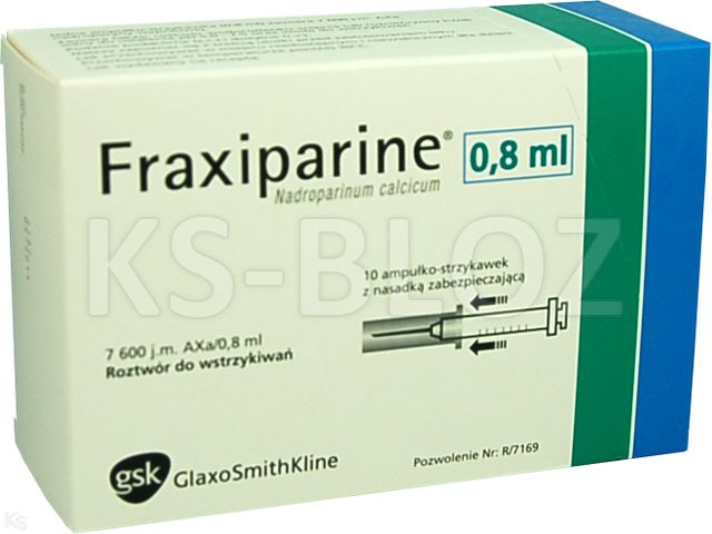 Fraxiparine interakcje ulotka roztwór do wstrzykiwań 7 600 j.m./0,8ml 10 amp.-strz. po 0,8 ml