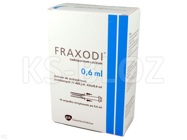 Fraxodi interakcje ulotka roztwór do wstrzykiwań podskórnych 11 400 j.m. Axa/0,6ml 10 amp.-strz. po 0.6 ml