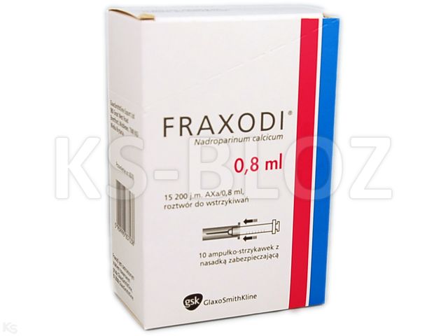 Fraxodi interakcje ulotka roztwór do wstrzykiwań podskórnych 15 200 j.m. Axa/0,8ml 10 amp.-strz. po 0.8 ml