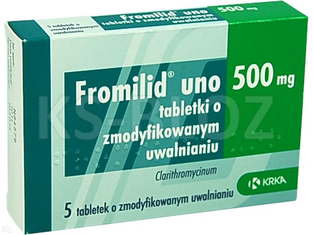 Fromilid Uno interakcje ulotka tabletki o zmodyfikowanym uwalnianiu 500 mg 5 tabl. | 1 blist.po 5 szt.