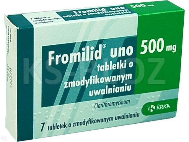Fromilid Uno interakcje ulotka tabletki o zmodyfikowanym uwalnianiu 500 mg 7 tabl.