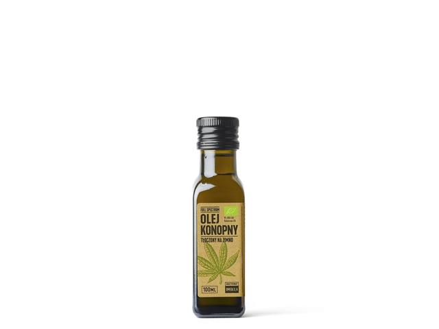 FULL SPECTRUM Olej Konopny tłoczony na zimno BIO interakcje ulotka olej - 100 ml (but. ze szkła)
