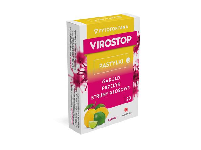 Fytofontana Virostop smak cytrus interakcje ulotka pastylki - 20 pastyl.