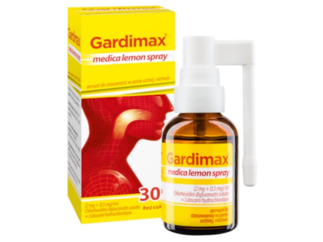 Gardimax Medica Lemon Spray interakcje ulotka aerozol do stosowania w jamie ustnej (2mg+500mcg)/ml 1 but. po 30 ml