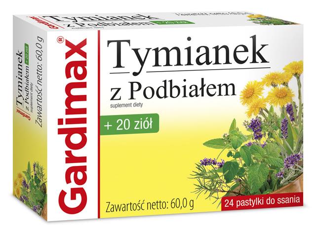 Gardimax Tymianek Z Podbiałem + 20 Ziół interakcje ulotka pastylki do ssania  24 pastyl. (2 blist. po 12 pastyl.)