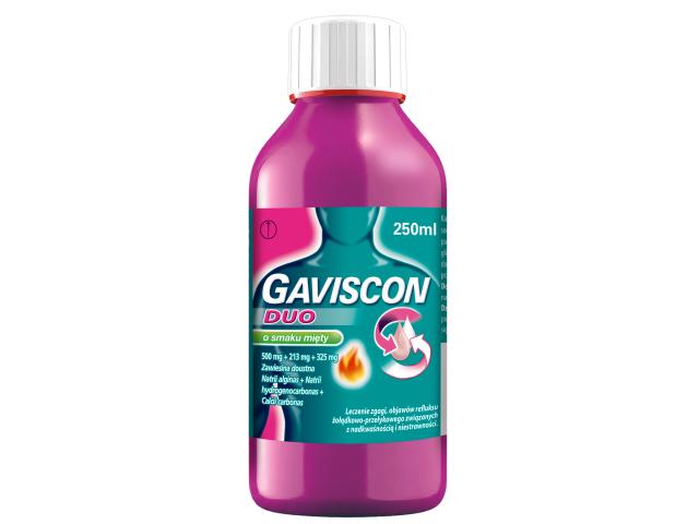Gaviscon Duo o smaku mięty interakcje ulotka zawiesina doustna (500mg+213mg+325mg)/10ml 