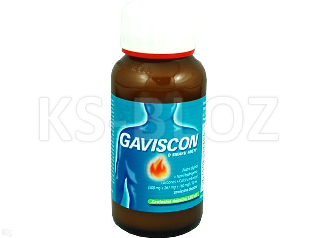 Gaviscon o smaku mięty interakcje ulotka zawiesina doustna (500mg+267mg+160mg)/10ml 150 ml (but.)