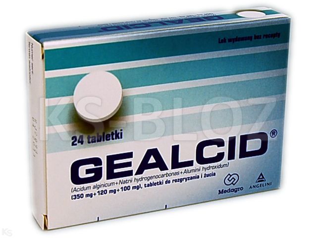 Gealcid interakcje ulotka tabletki do rozgryzania i żucia 350mg+120mg+100mg 24 tabl.