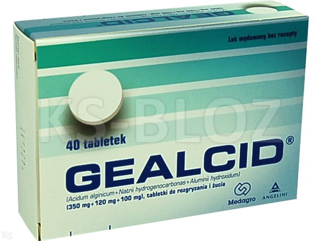 Gealcid interakcje ulotka tabletki do rozgryzania i żucia 350mg+120mg+100mg 40 tabl.