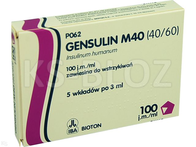 Gensulin M40 (40/60) interakcje ulotka zawiesina do wstrzykiwań 100 j.m./ml 5 wkł. po 3 ml