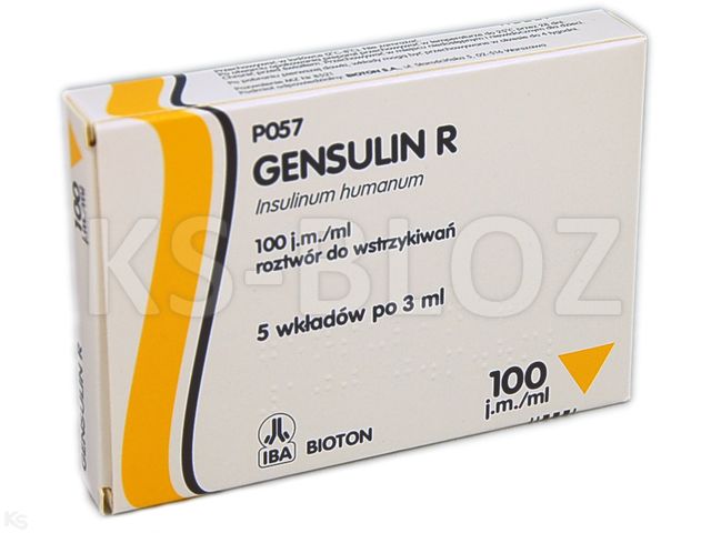 Gensulin R interakcje ulotka roztwór do wstrzykiwań 100 j.m./ml 5 wkł. po 3 ml