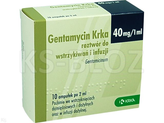 Gentamicin Krka interakcje ulotka roztwór do wstrzykiwań i infuzji 0,04 g/ml 10 amp. po 2 ml