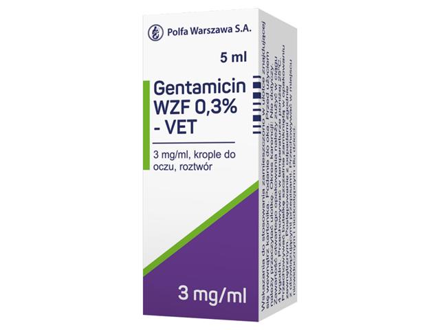 Gentamicin WZF 0,3%- Vet interakcje ulotka krople do oczu, roztwór 3 mg/ml 5 ml | butelka