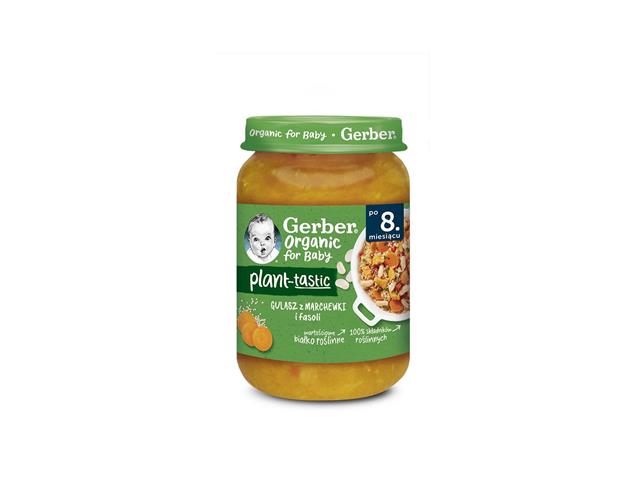 GERBER ORGANIC FOR BABY Gulasz z marchewki i fasoli po 8 m-cu interakcje ulotka obiad - 190 g
