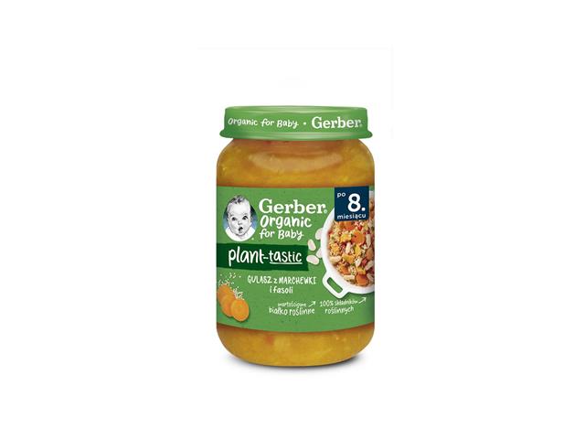 GERBER ORGANIC FOR BABY Gulasz z marchewki i fasoli po 8 m-cu interakcje ulotka obiad  190 g