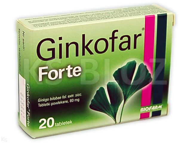 Ginkofar Forte interakcje ulotka tabletki powlekane 80 mg 20 tabl. | (2 blist. po 10 tabl.)