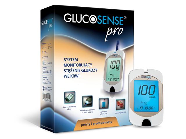 Glukometr GLUCOSENSE Pro System monitorujący poziom glukozy we krwi interakcje ulotka glukometr - 1 szt.