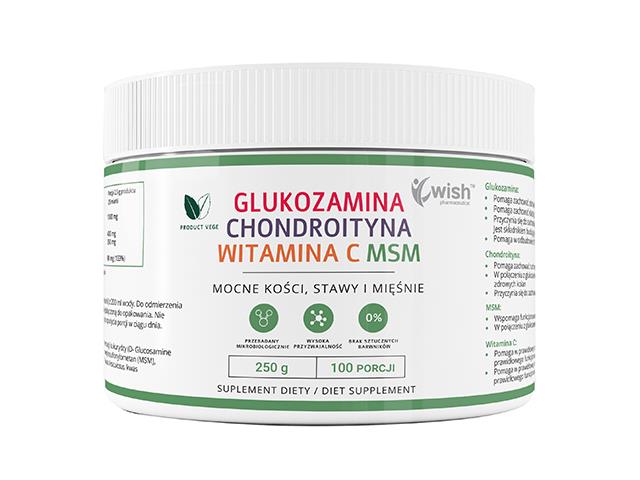 Glukozamina Chondroityna MSM Witamina C Produkt Vege interakcje ulotka proszek - 250 g