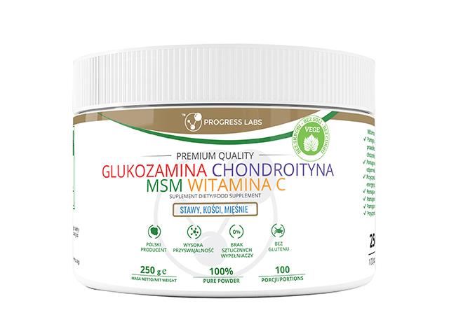 Glukozamina Chondroityna MSM Witamina C produkt vege interakcje ulotka proszek - 250 g