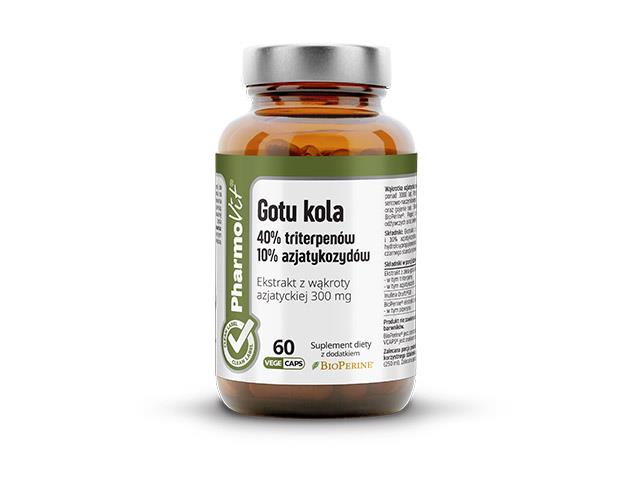 Gotu kola 40% triterpenów 10% azjatykozydów Cleanlabel Pharmovit interakcje ulotka kapsułki  60 kaps.