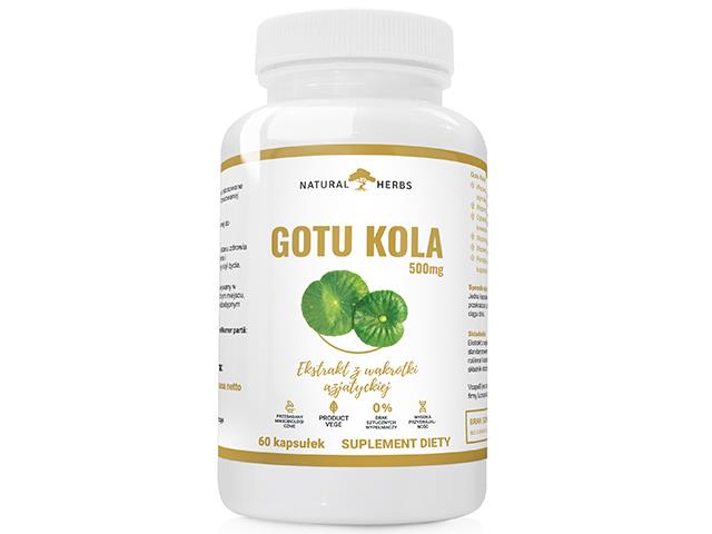 GOTU KOLA 500mg Ekstrakt z wąkrotki azjatyckiej interakcje ulotka kapsułki - 60 kaps.