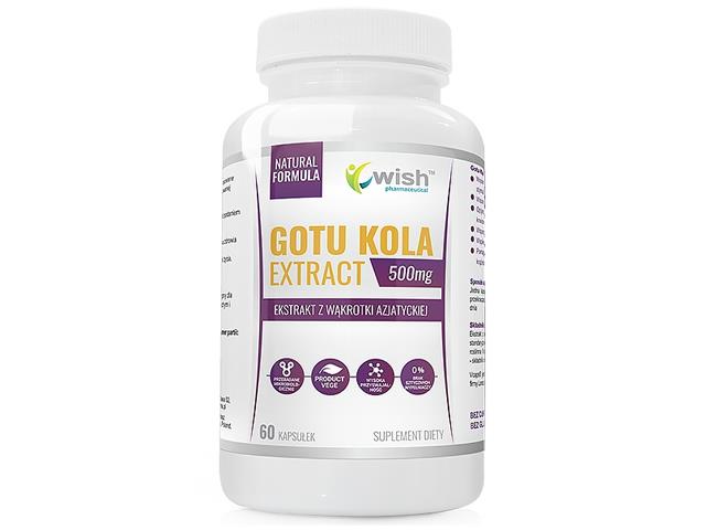 GOTU KOLA EXTRACT 500mg Ekstrakt z wąkrotki azjatyckiej interakcje ulotka kapsułki - 60 kaps.