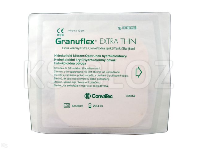 Granuflex Extra Thin Opatrunek hydrokoloidowy 10 x 10 cm interakcje ulotka   1 szt.