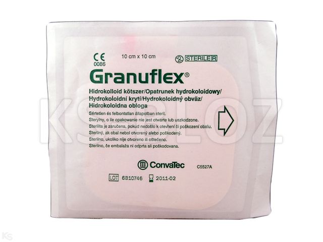 Granuflex Opatrunek hydrokoloidowy 10 x 10 cm interakcje ulotka   1 szt.