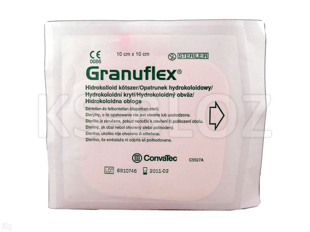 Granuflex Opatrunek hydrokoloidowy 10 x 10 cm interakcje ulotka opatrunek  1 szt.