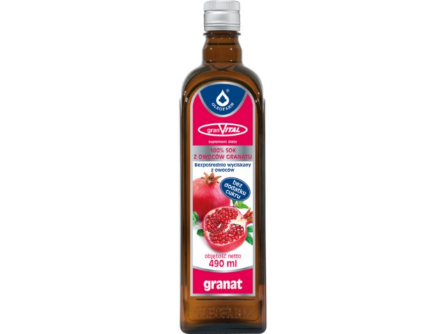 Granvital 100% Sok Z Owoców Granatu interakcje ulotka płyn  490 ml