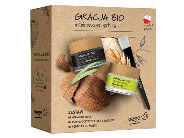 GRECJA BIO Zestaw Krem odżywczy+maska z czarnym węglem+pędzel do maski interakcje ulotka zestaw - 1 szt.