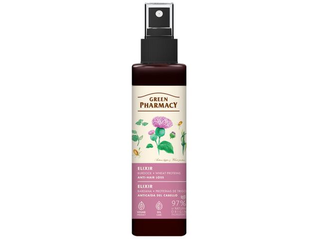 Green Pharmacy Eliksir przeciw wypadaniu włosów łopian i białka pszenicy interakcje ulotka eliksir  150 ml