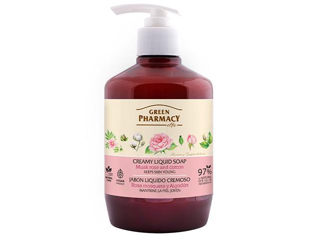 GREEN PHARMACY Kremowe Mydło w płynie Róża piżmowa i Bawełna interakcje ulotka mydło płynne - 460 ml