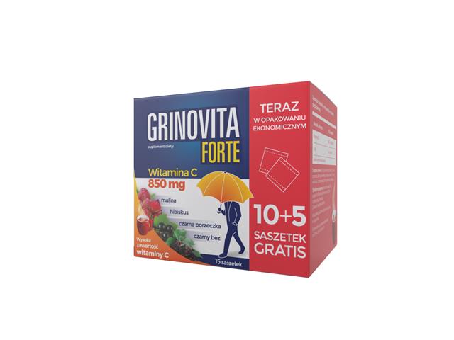 Grinovita Forte interakcje ulotka proszek do rozpuszczenia - 10 sasz. (+ 5 saszetek gratis)
