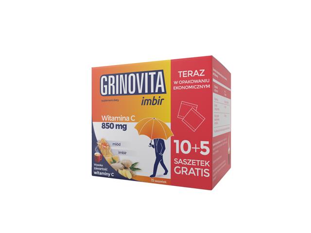 Grinovita Imbir interakcje ulotka proszek do rozpuszczenia - 10 sasz. (+ 5 saszetek gratis)