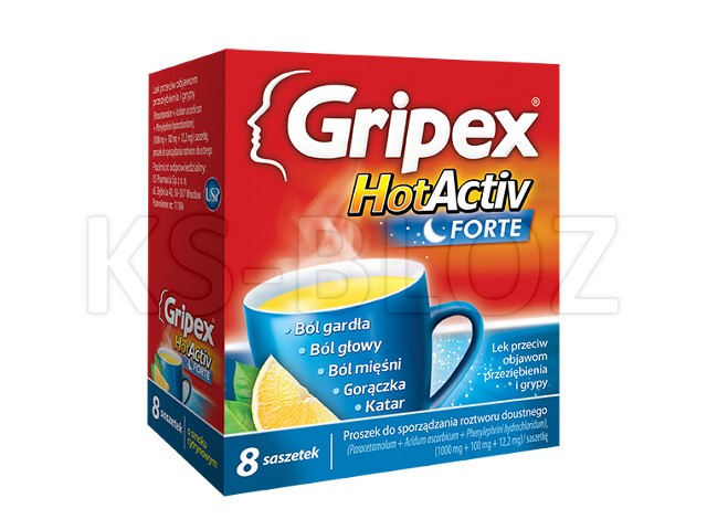 Gripex Hot Max (HotActiv Forte) interakcje ulotka proszek do sporządzania roztworu (1g+100mg+12,2mg)/sasz. 8 sasz.