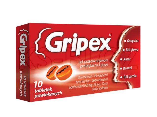 Gripex interakcje ulotka tabletki powlekane 0,325g+0,03g+0,01g 10 tabl.