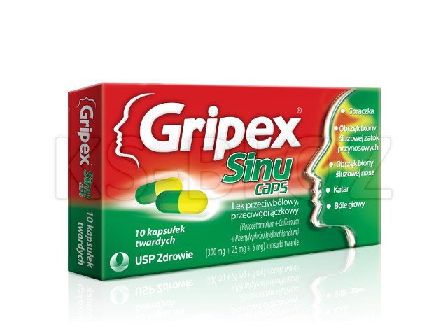 Gripex Sinucaps interakcje ulotka kapsułki twarde 300mg+25mg+5mg 10 kaps. | blister